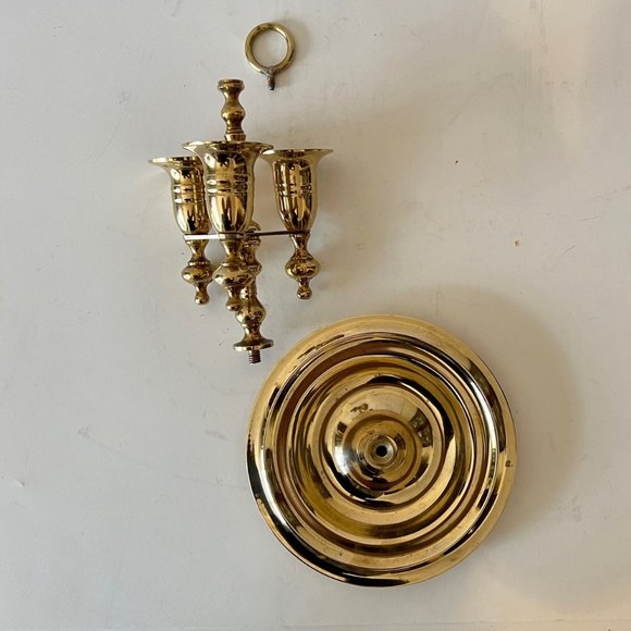 Vintage MCM Heavy Solid Brass Candelabra -m3 Candleholders and drip Tray - Picture 8 of 15